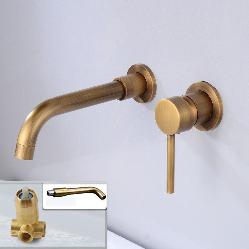 Modern Brass Wall Mounted Bathroom Basin Faucet Wall Sink Swivel Spout Bathtub Mixer Tap Crane Antique Bronze Finished