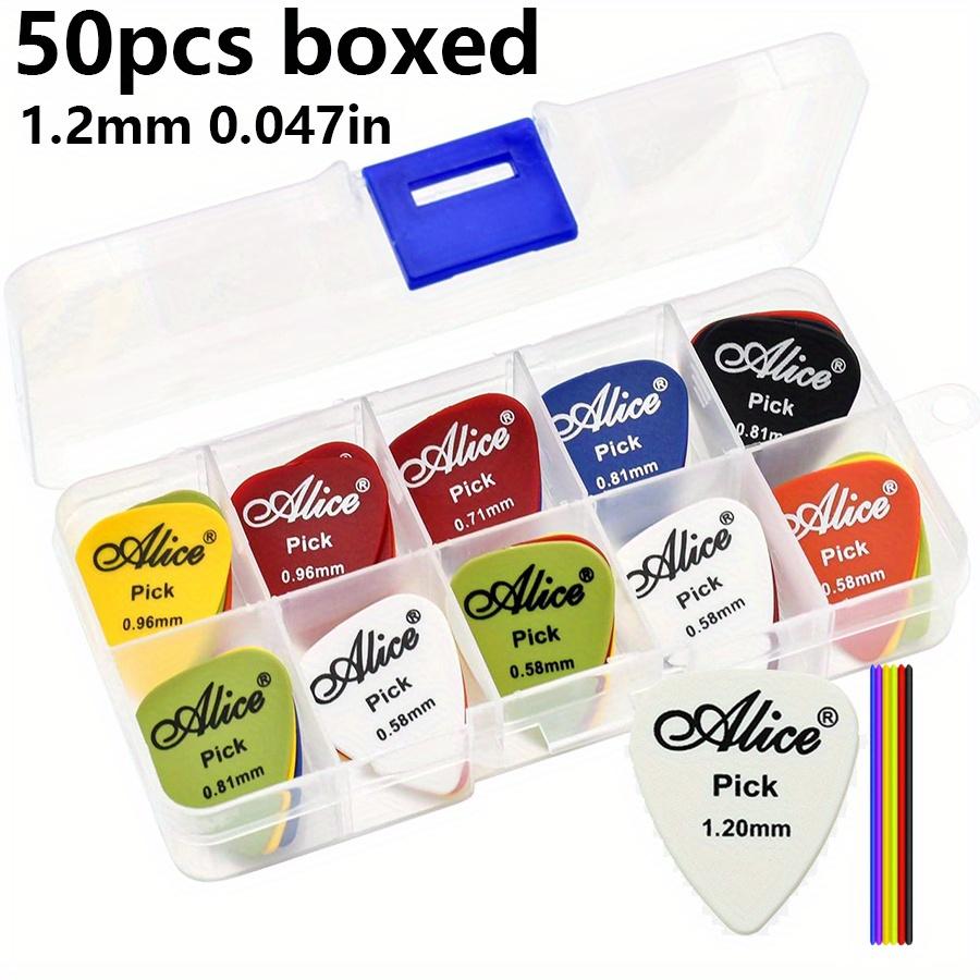 50pcs Alice Guitar Picks Set Varying Thickness from 0.58mm To 1.50mm Durable Plastic Picks with a Transparent Storage Case JXB