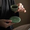 Sottobicchiere intagliato celadon fatto a mano Sottobicchiere per tazza di loto in ceramica Set da tè Kung Fu Antico Cinese