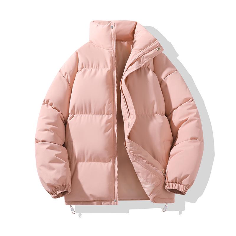 Unisex Cotton Jacket: Winter Wear for Couples, Versatile Two-Way Design, Solid Color, Casual Hooded Jacket.