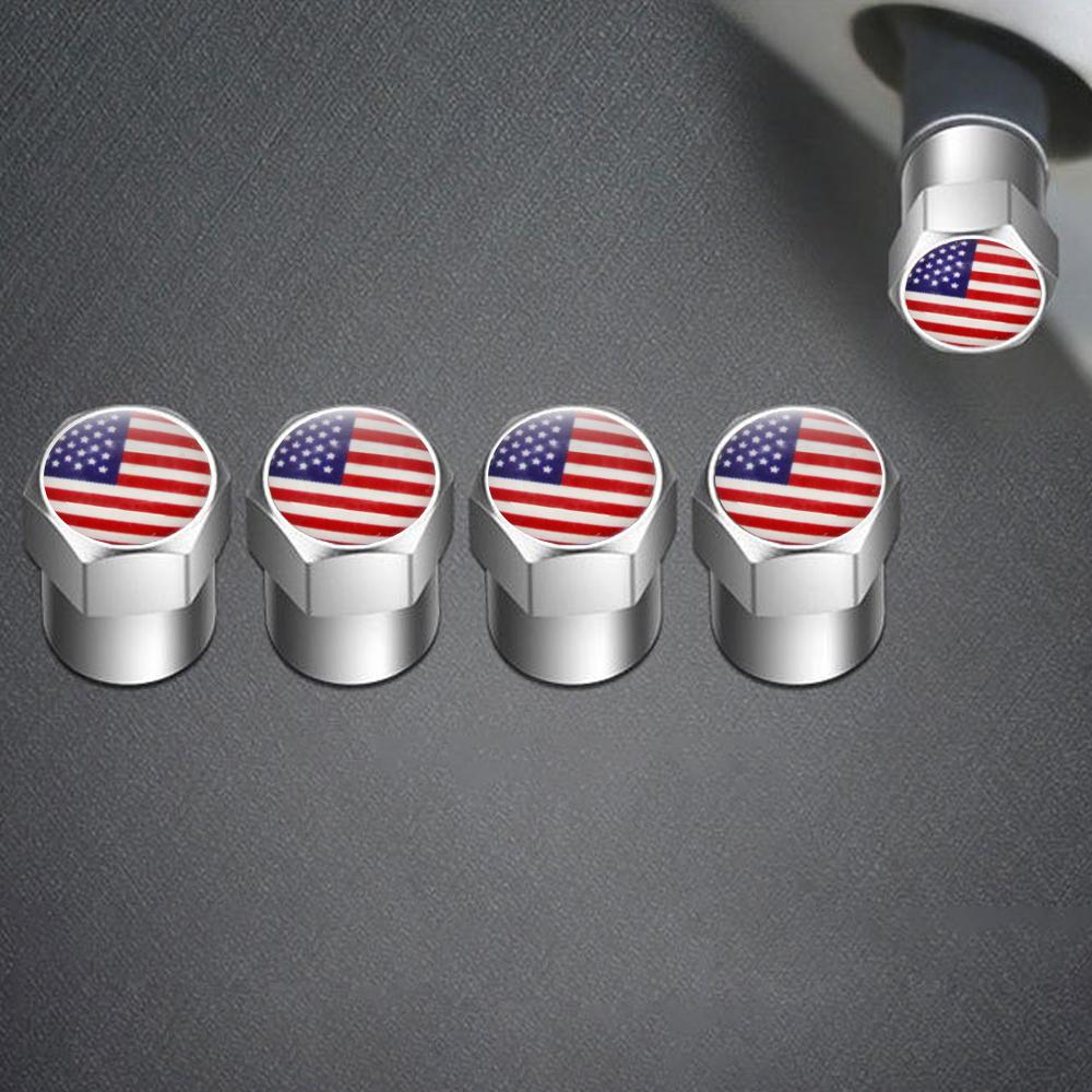 For Ford GMC Chevrolet 4PCS US Flag Car Wheel Air Cover Dust Proof For Chevy Cadillac Buick Car Air Valve Stem Caps