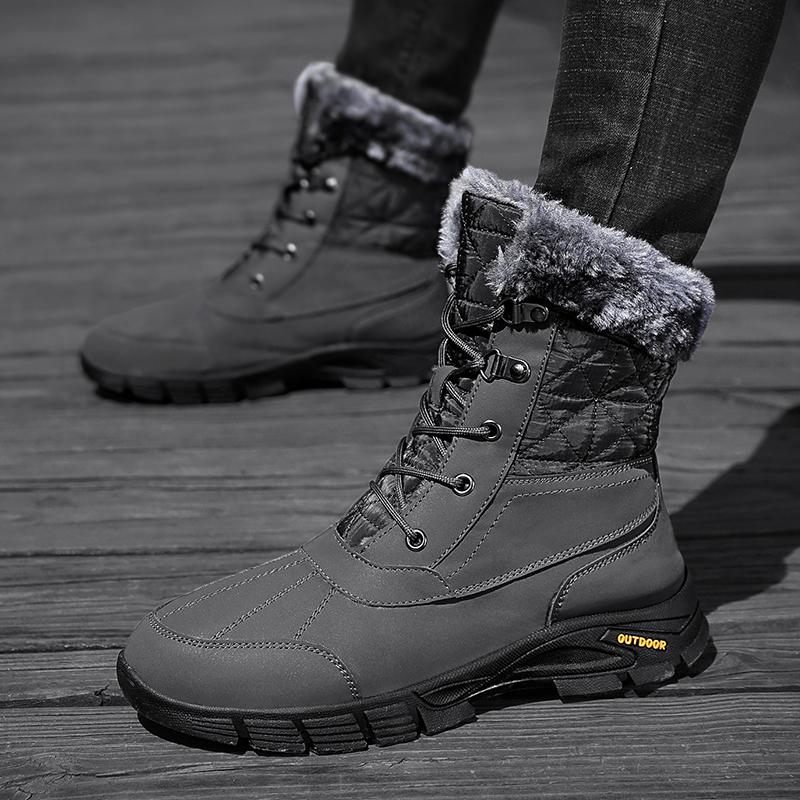 Winter Men's Snow Boots High-top Outdoor Warm Plush Shoes Plus Size 39-47