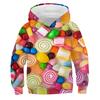 Moletons com Estampa de Batata Frita para Crianças Suéteres Coloridos com Estampa de Doce Macaron Frutas 3D Moletom Roupas Infantis
