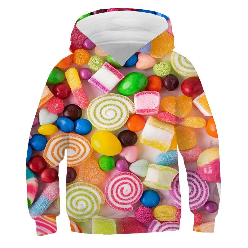 Moletons com Estampa de Batata Frita para Crianças Suéteres Coloridos com Estampa de Doce Macaron Frutas 3D Moletom Roupas Infantis