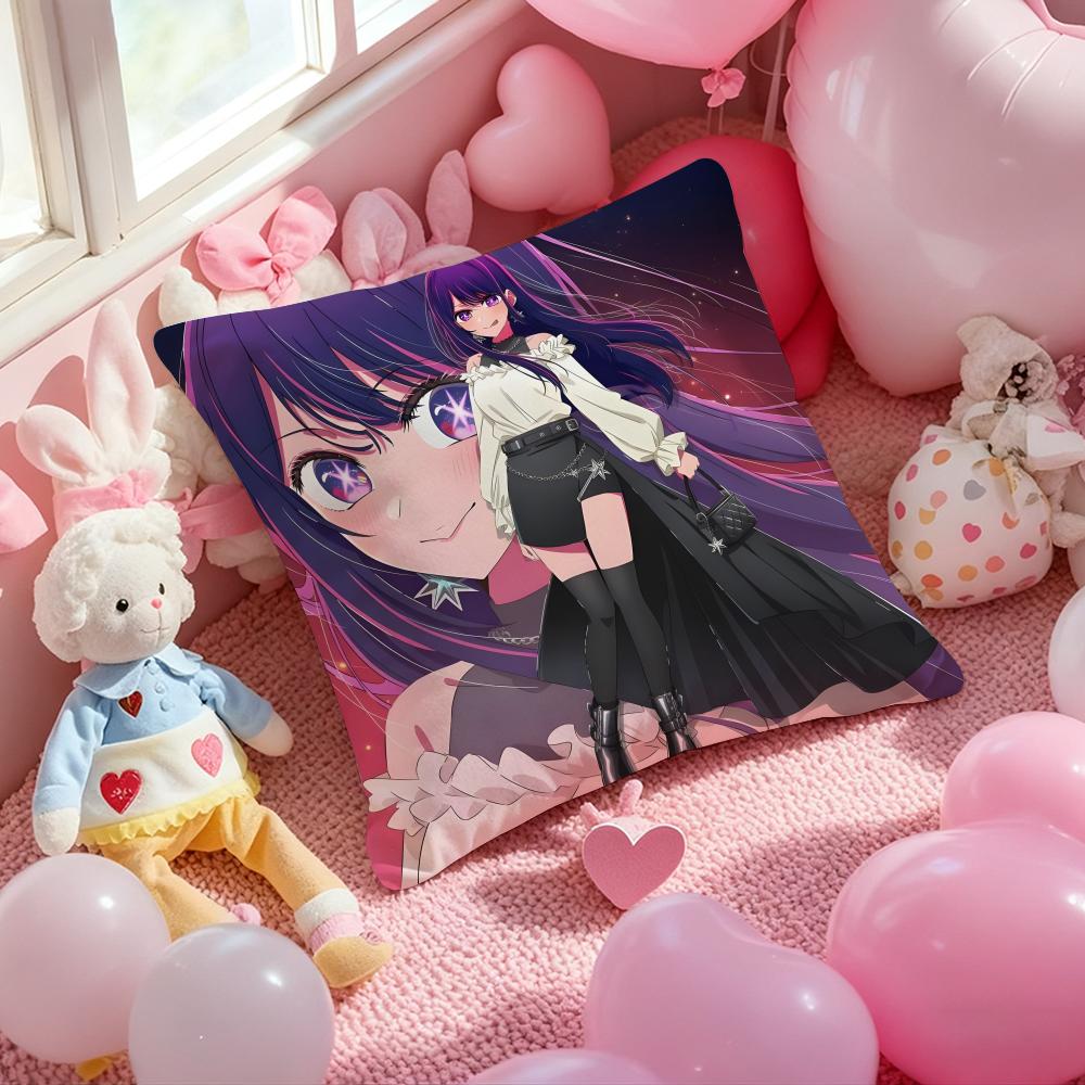 O-Oshi No Ko H-Hoshino Ai Anime Cushion Cover Pattern Printed Pillowcase for Living Room Sofa Cushion Cover & Bedroom Decor