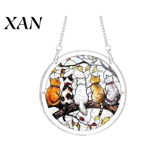 Window Hanging Decoration Halloween Scary Bat Pumpkin Acrylic Jigsaw Puzzle Suncatcher, Stained Glass Style Stainless Steel Chain Hanger Decor