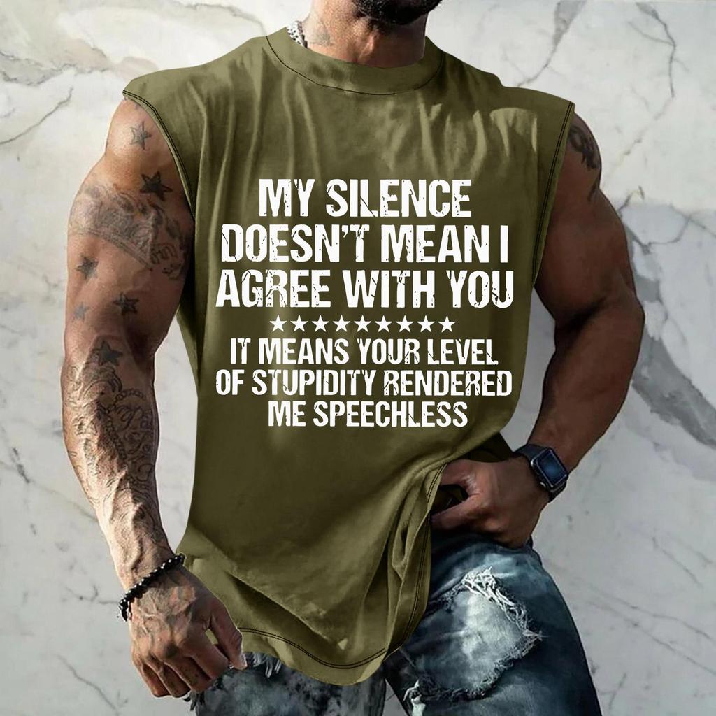 Canotta Casual da Uomo Senza Maniche Vestibilità Muscolare Stampata Grafica Maglietta da Allenamento Estiva per Attività all'Aperto