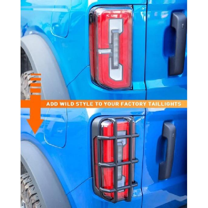 1 Pair ABS Rear Tail Light Guards Cover for Ford Bronco + Black Accessories