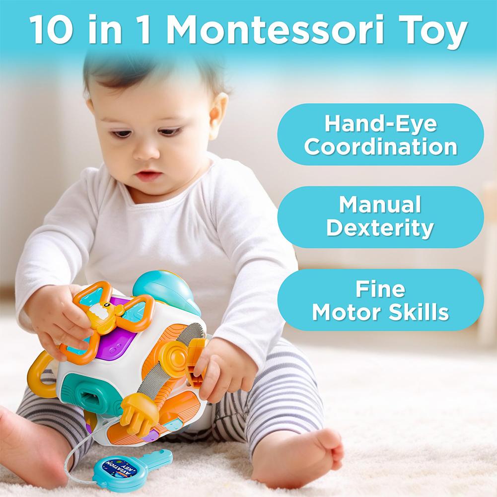 10 In 1 Baby Busy Board Cube Montessori Sensory Toys for Toddlers 1-3 Years Old