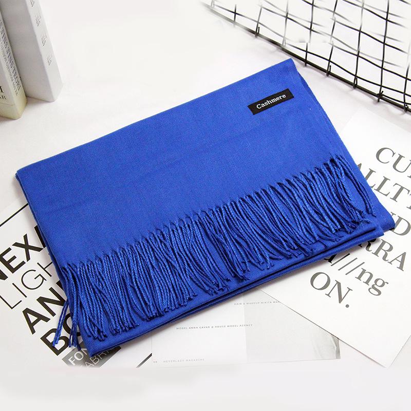 

Imitation Cashmere Scarf - Solid Color, Warm Red & Navy Blue with Tassels, Perfect for Ladies Winter Wear and Annual Meetings 70*200 cm
