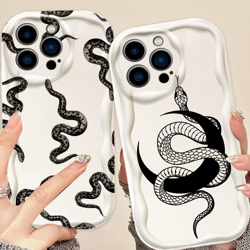 

064-роскошный арт-змея для Apple iPhone 15 14 13 12 11 XS XR X Pro Max Plus Wave Oil TPU чехол для телефона