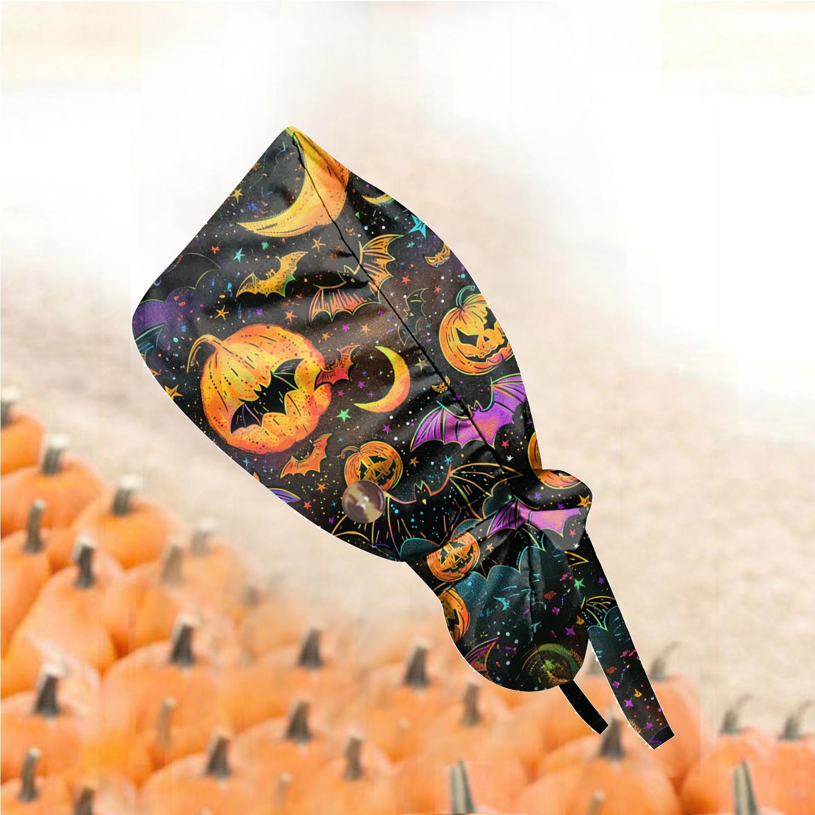 

Хлопковая хирургическая шапочка с принтом, с пуговицей, шапочка-доктор, для длинных волос, регулируемая шнуровкой, женская, для ухода за красотой, больничные аксессуары. One Size чёрный