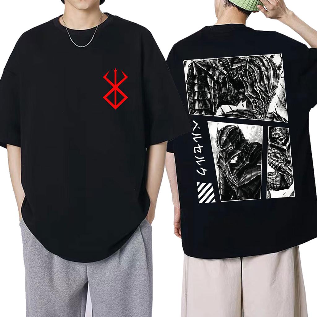 Japanese Anime Berserk Guts Vintage T Shirts Swordsman Gatsu Sacrifice Zodd Tshirt Men Women Oversized Cotton T-Shirt Fans Gifts