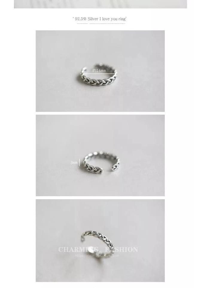 Beixi S925 Sterling Silver Woven Ring: Retro, Artistic, Open, Adjustable, Versatile Design.