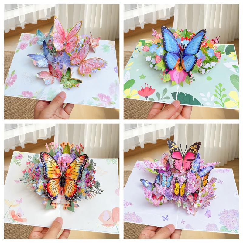3D Fold Out Butterfly Flower Greeting Card Handmade High Quality Paper Up Card for Graduation Business Holiday Gifts