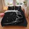 3pcs Midnight Moonlit Skull Printed Duvet Cover Set (1 * Cover+2 * Pillowcase, Without Core), Suitable for Home Bedroom, Guest Room, Dormitory De