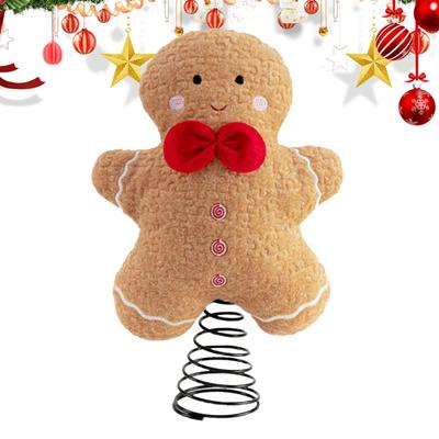 Christmas Pentagon Top Gingerbread Man Tree Topper Xmas Tree Fake Tree Small Christmas Ginger Bread Plush Toy Topper Decorations