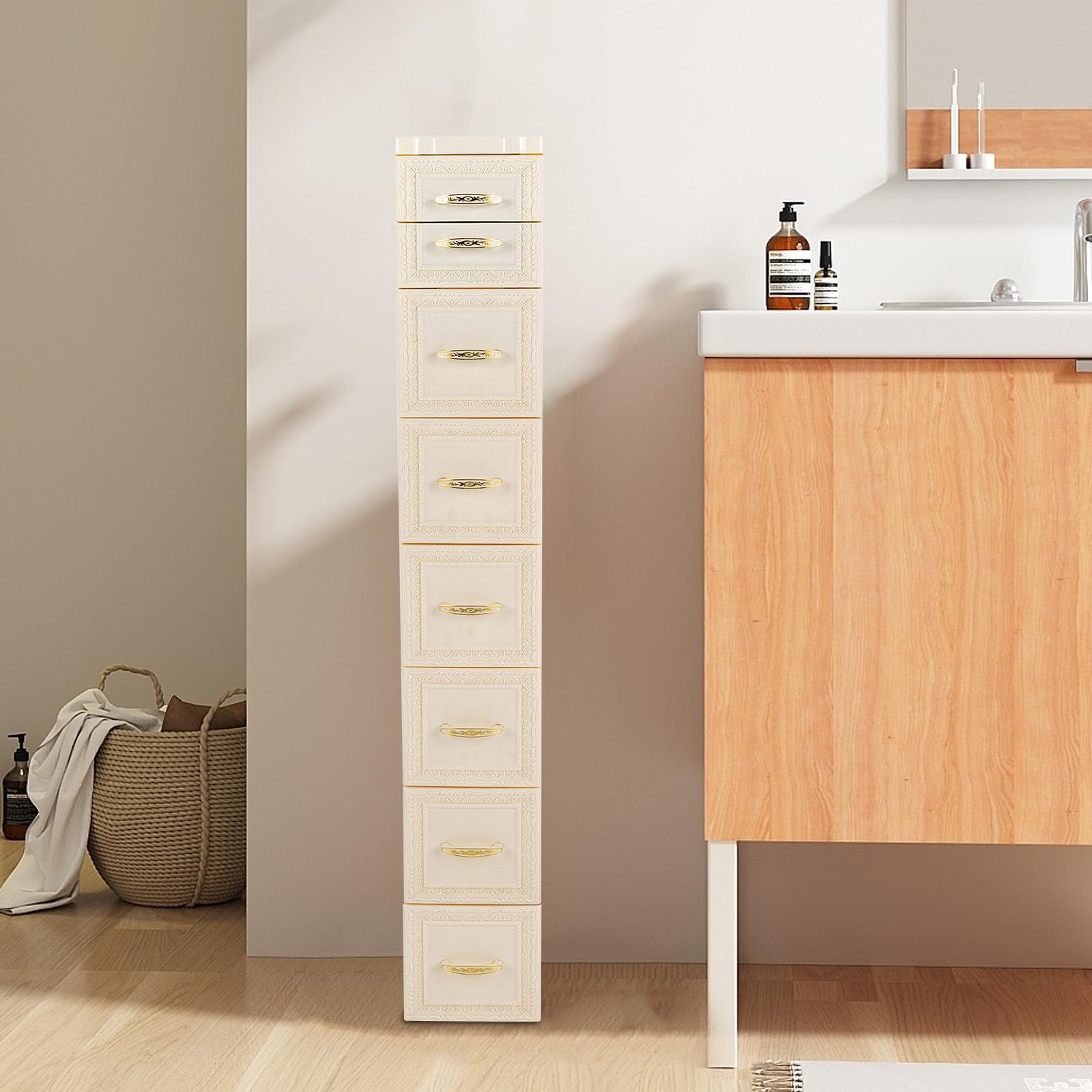 

Молочно-белый 7-ярусный пластиковый шкаф для хранения с 8 ящиками и 4 колесами, современный прямоугольный дизайн, мебель для хранения, простая сборка