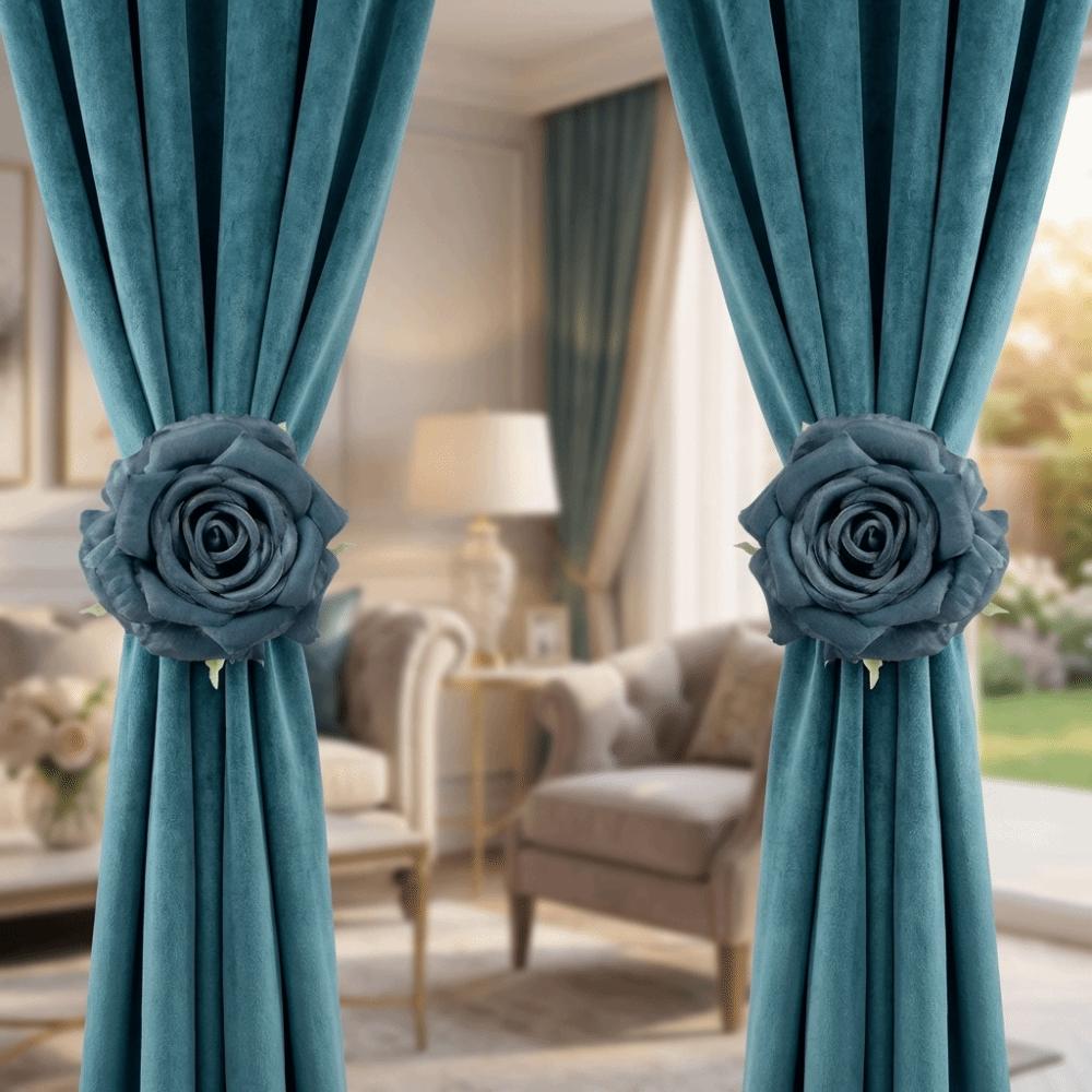 Romantic Rose Curtain Clips Realistic Exquisite Window Screen Fastener Clip Decorative Curtain Straps Clips Party