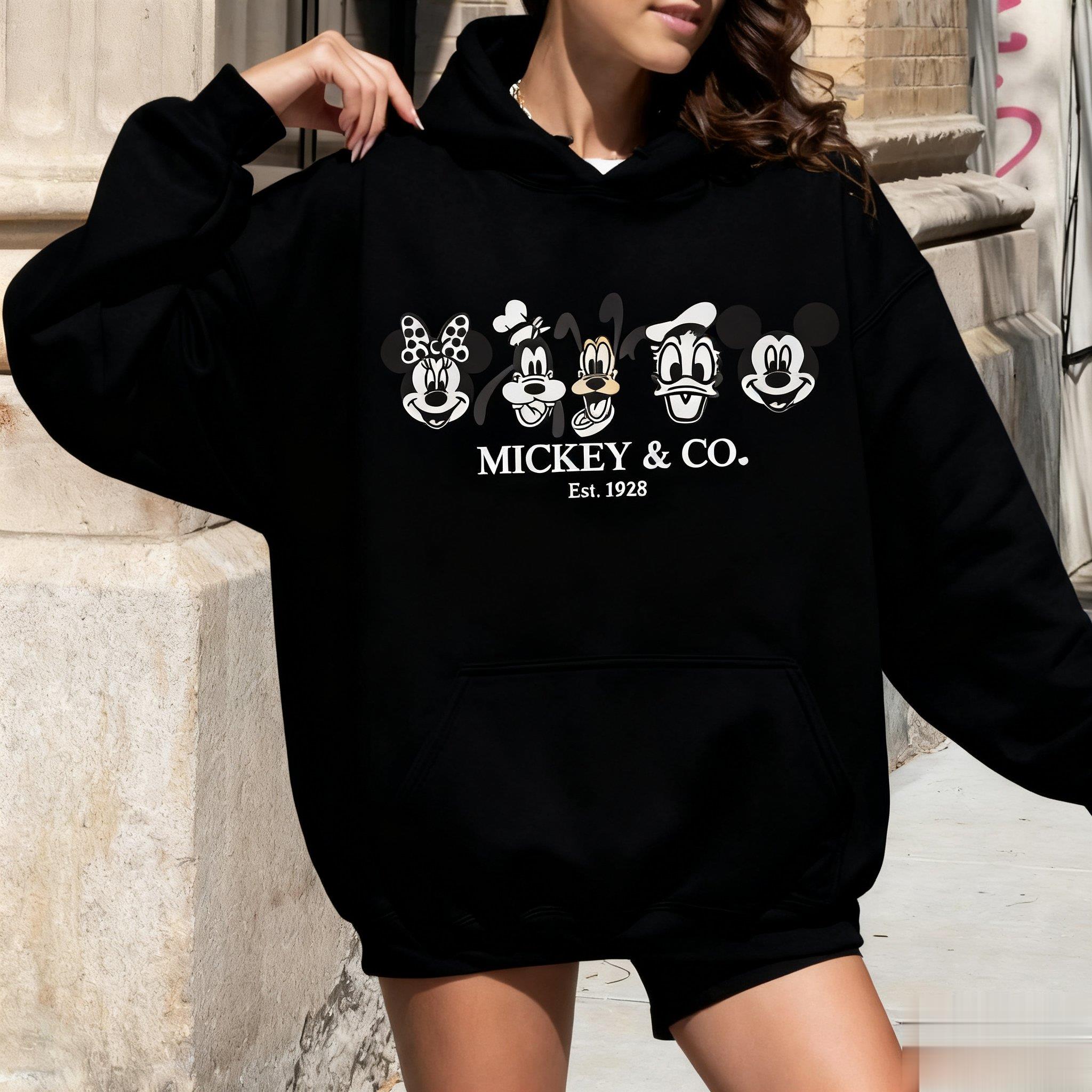 

Unisex Oversized Disney Mickey Print Hooded Sweatshirt Men Women Streetwear Loose Casual Pullover Jacket Autumn/Winter Fashion S