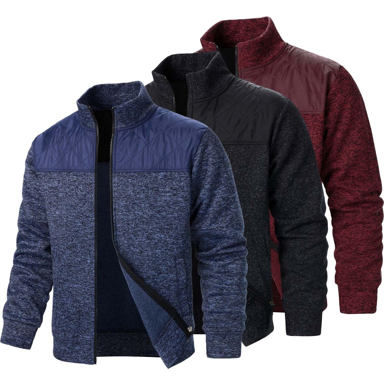 

И зимний мужской трикотажный свитер на молнии с длинными рукавами и тонким бархатным верхом, костюм-тройка XL винный