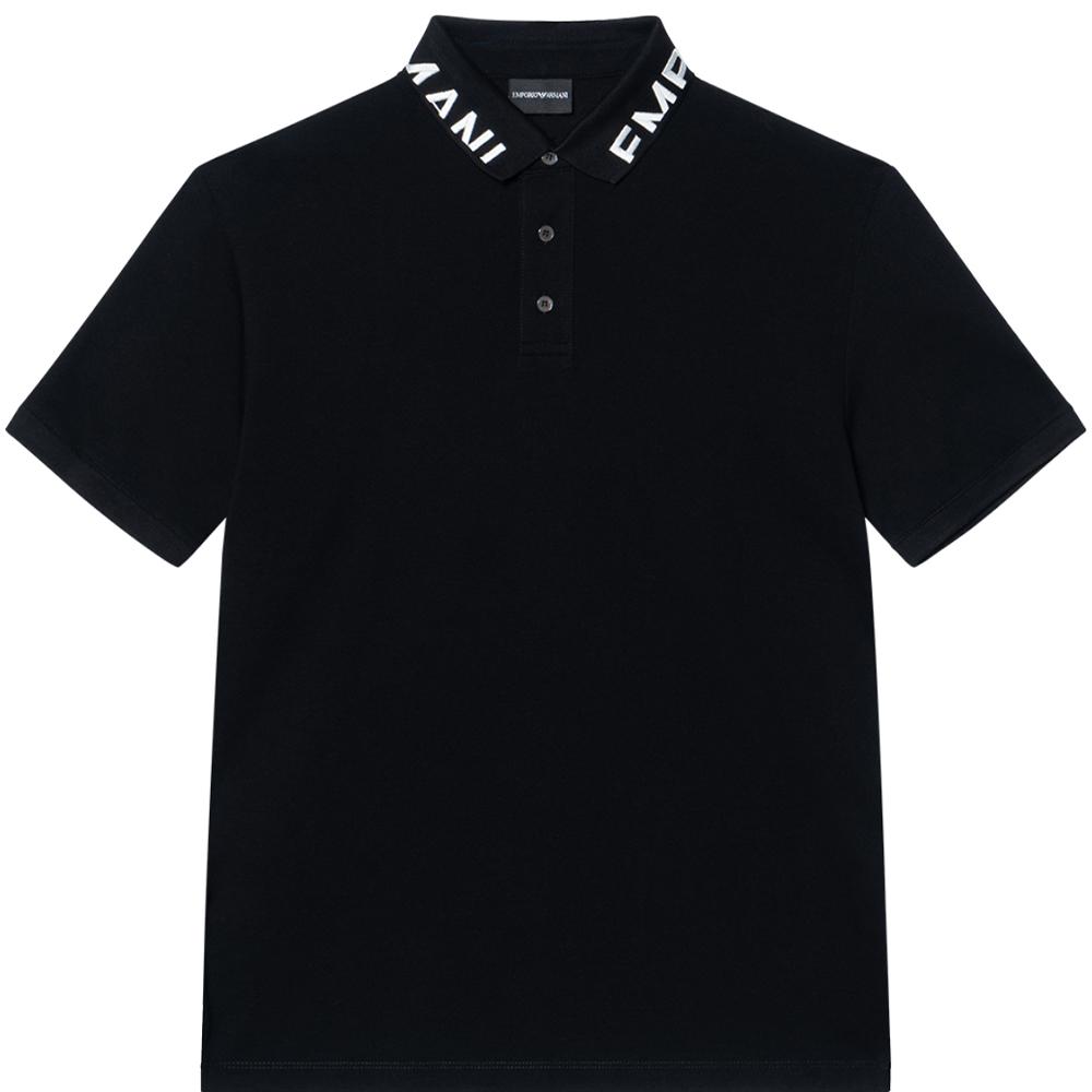 Emporio Armani SS23 Color Block Letter Logo Short Sleeve Polo Shirt Men tops Black 3R1FG41JTKZ0078 S