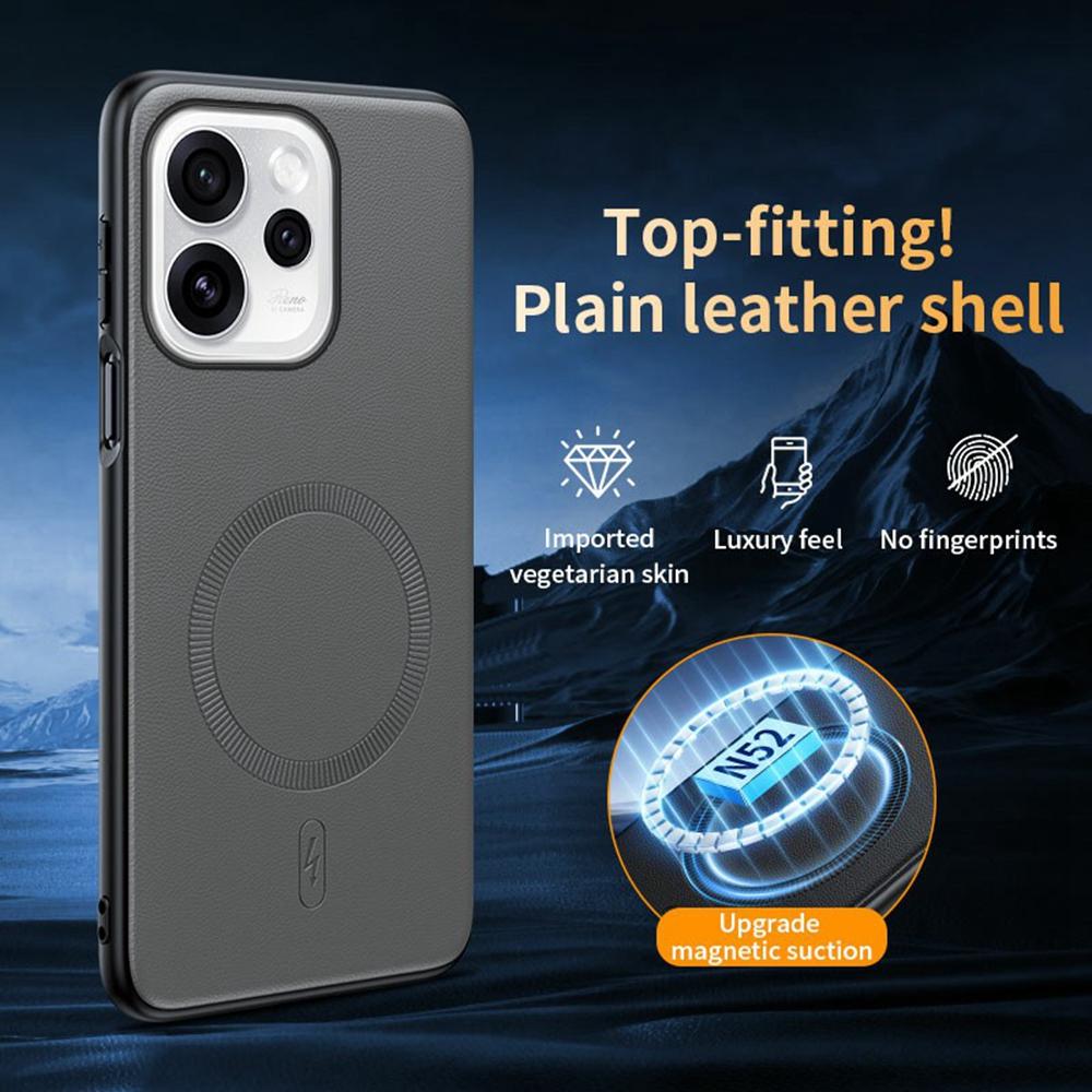 Dla Oppo Reno15 5G (Światowy)/Reno15c 5G (Chiny) Magnetyczne Etui Pokryte Skórą TPU + PC Pokrowiec na Telefon