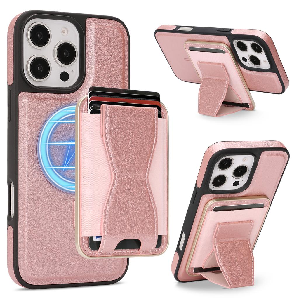 For iPhone 14 Pro Case Compatible with MagSafe Leather Back Phone Cover with Detachable Card Holder Kickstand