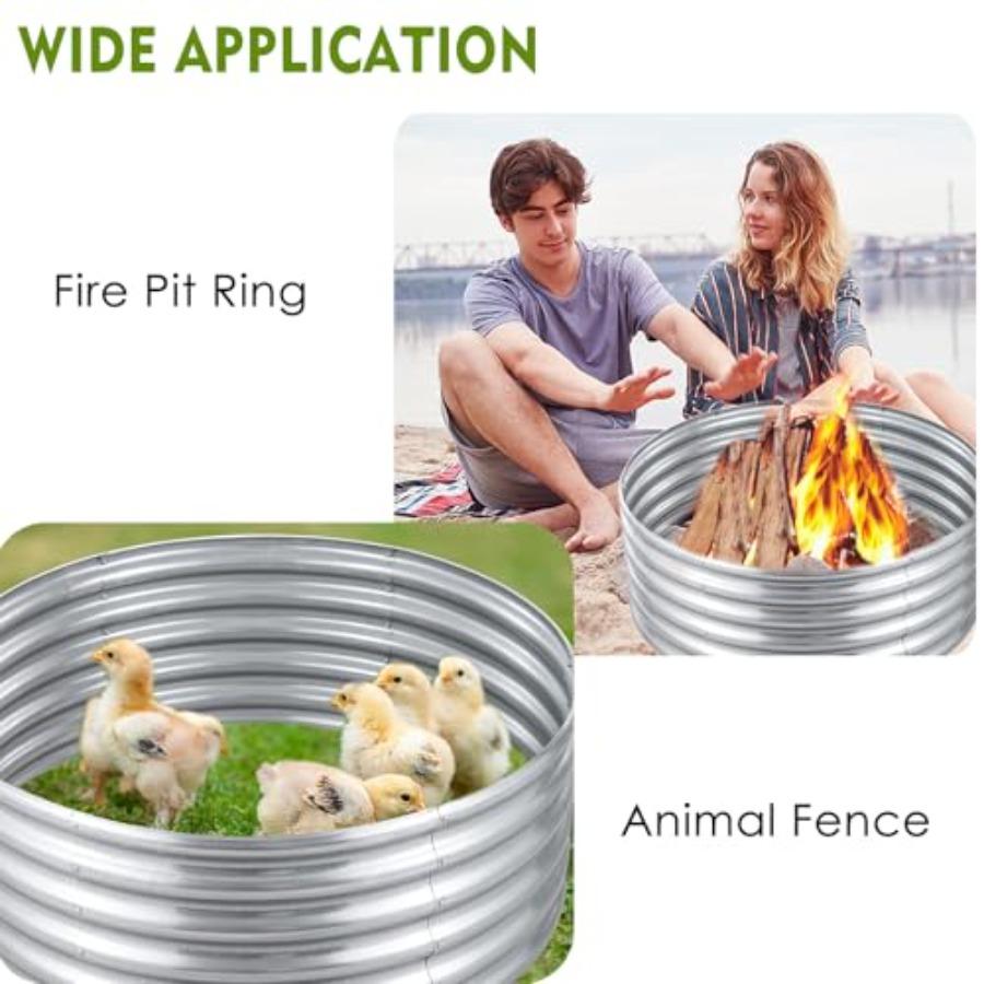 2Pcs 3X3X1.5 Ft Round Galvanized Raised Garden Bed Kit Silver Outdoor Planter Garden Bed Metal Raised Box for Fruits Vegetables
