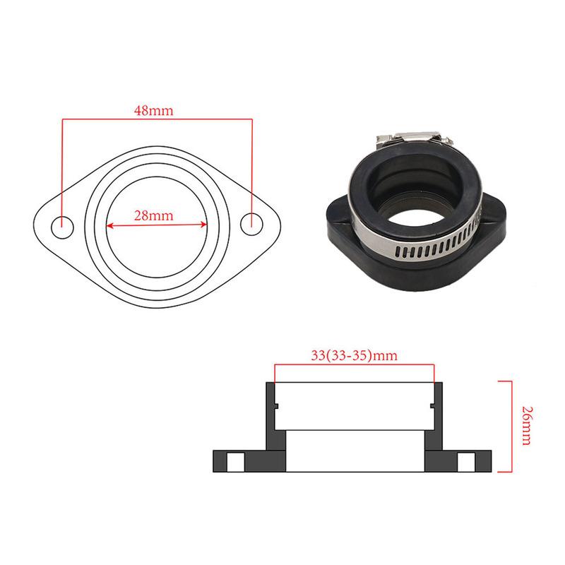 

ZSDTRP Motorcycle Carburetor Adapter Inlet Intake Pipe For PE26 28 30 PWK21 24 26 28 30 Carburetor Fit 110 125 150 190cc Engine 1pcs