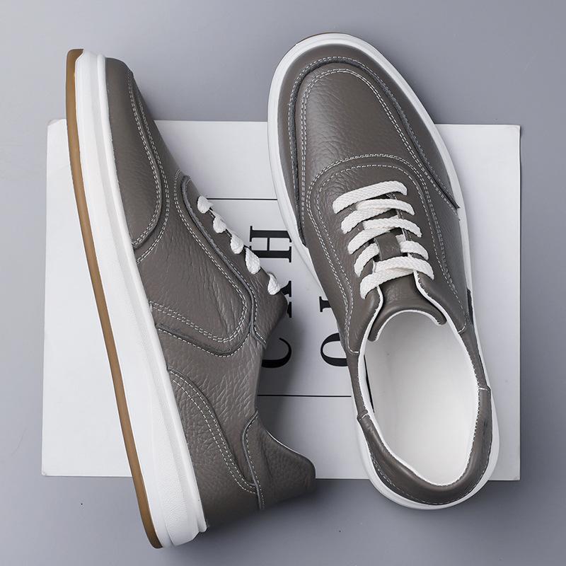 Cuir de vachette première couche 2025 automne nouvelles chaussures décontractées pour hommes cuir respirant chaussures blanches pour hommes chaussures tendance pour hommes chaussures
