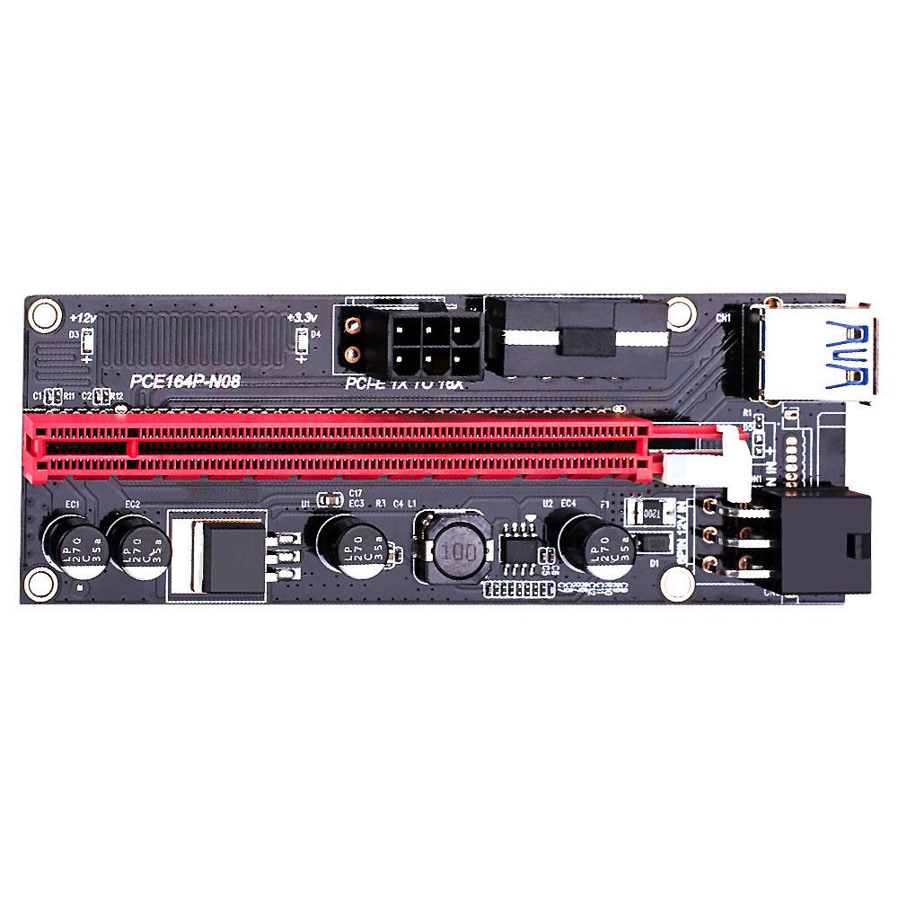 

Ver009S PCI-E Riser Card 1X-16X Extender с 4 твердотельными конденсаторами, двойной 6-контактный 4-контактный графический адаптер