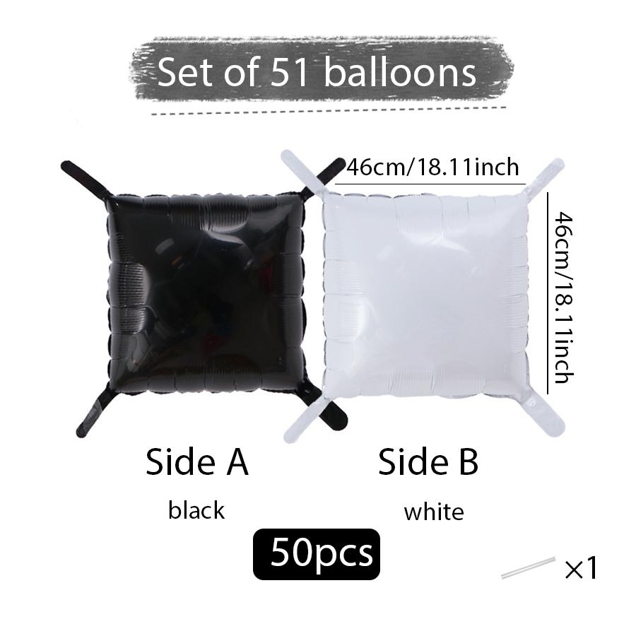 50 Pieces of Square Double-Sided Aluminum Foil Balloon Walls, Birthday Parties, Anniversaries, Wedding Season, Valentine's Day