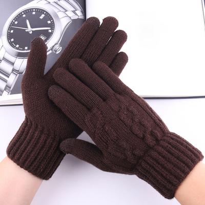 1 Pair Unisex Winter Gloves Five Finger Thick Heat Retention Touch Screen Anti-slip Soft Cold-proof High Elastic Wrist Cycling Riding Gloves