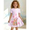 Little Girls 3 Styles Cute Anime Game Capybara Cartoon Print Round Neck Short Sleeve A-Line Kids Summer Flared Swing Dress
