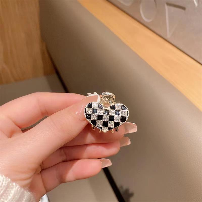 

Корейская клетчатая заколка-краб для женской челки набок - Аксессуар для волос высокого класса в стиле инфлюенсера