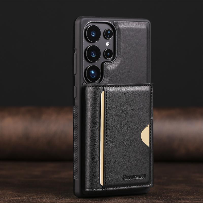 Luxury 2-in-1 Magnetic MagSafe Wireless Charging Leather Case for Samsung S26 S25 Ultra S24 S22 Plus Note 20 Ultra Card Holder