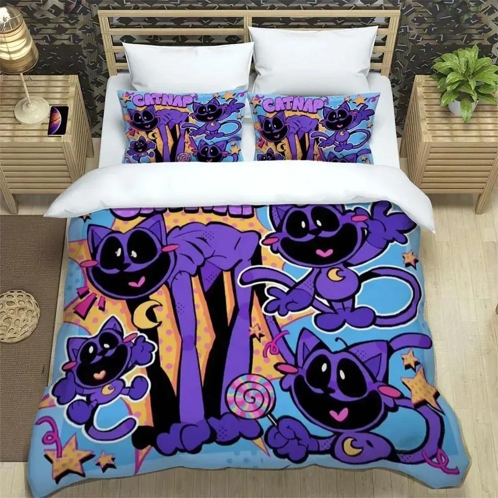 

Верхня 3D-друк Усміхнені Тварини Catnap Dogday Постільна білизна Новий Крутий Аніме Підковдра Наволочка М який Мультяшний Дитячий Подарунок 150*200cm 3pcs