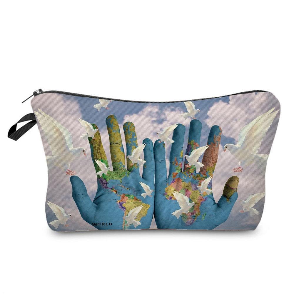 Women Peace Dove Print Cosmetic Bag Toiletries Organize Travel Storage Case 6369