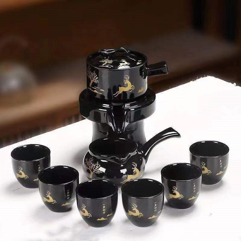 8-teiliges Set Halbautomatische Teesets Chinesisches Keramik-Teeset aus lila Ton Teetasse Das Kung-Fu-Teekannenset