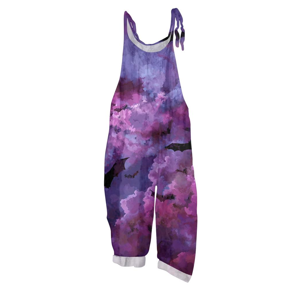 Women's Jumpsuit  Print Casual Loose Vintage Shoulder Strap Cotton Linen