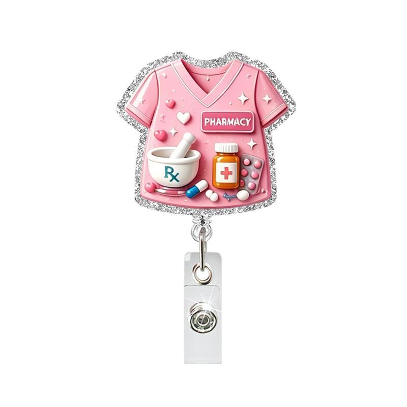 Shiny Glitter Nurse Badge Reel Rotatable Retractable Clip Durable ID Card Holder for Travel Outdoor Work School Identification