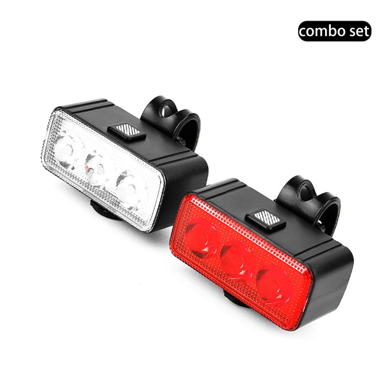 Super Bright Bike LED Lights Headlight and Rear Tail Light Set USB Rechargeable for Outdoor Night Cycling