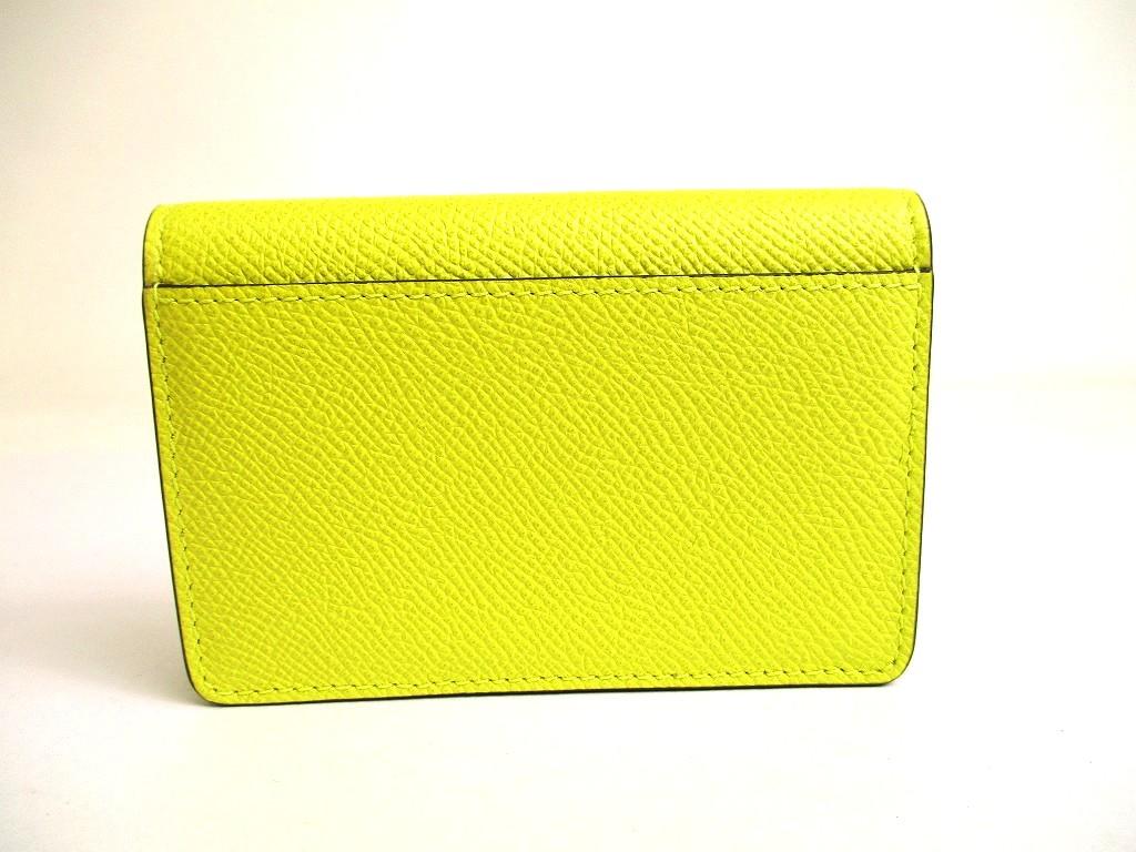 Authentic Salvatore Ferragamo Gancini Silver H/W Yellow Leather Business Card Holder #a825  Refurbished