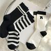 5 Pairs of Oversized Socks for Children, Casual Sports, R-shaped Mid Length Socks, Striped Women's Socks