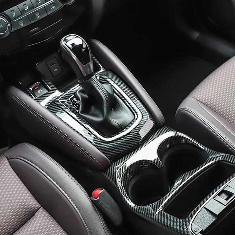 Car Center Console Gear Box Shift Panel Cover Water Cup Holder Trim Decoration For Nissan Qashqai J11 2016--M53K
