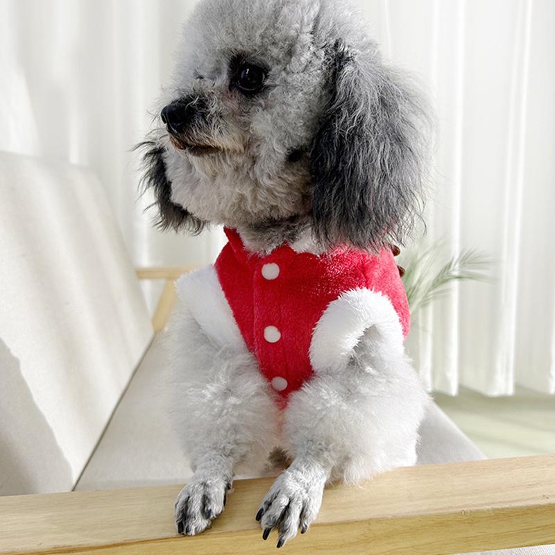 Christmas Teddy Bear Formal Wear for Dogs & Cats - Thickened Autumn/Winter Two-Legged Pet Clothing