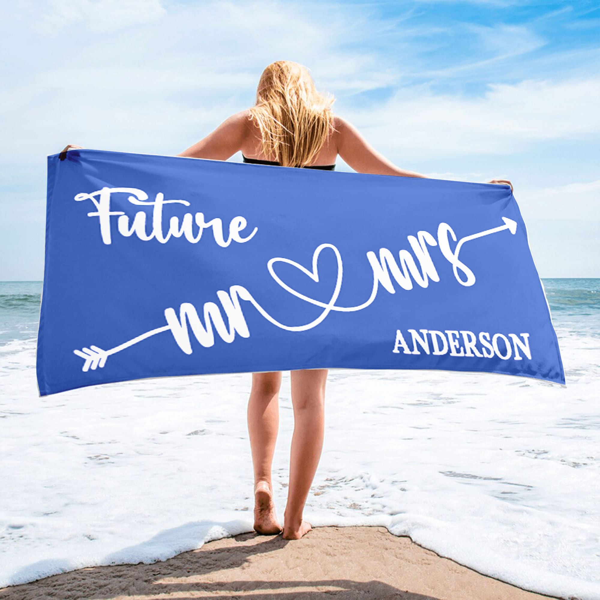 Textilien Personalized Mr. And Mrs. Beach Towel Sandproof Oversized Beachtowel Sandproof Custom Towel For Couple Newlywed Gift Honeymoon