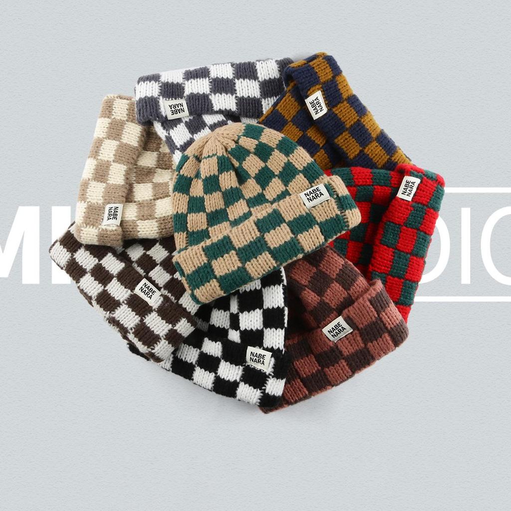 Damrutig stickad ullmössa, Koreansk & Japansk stil, Höst/Vinter, Stor passform, Ansiktsförminskande, Julutgåva