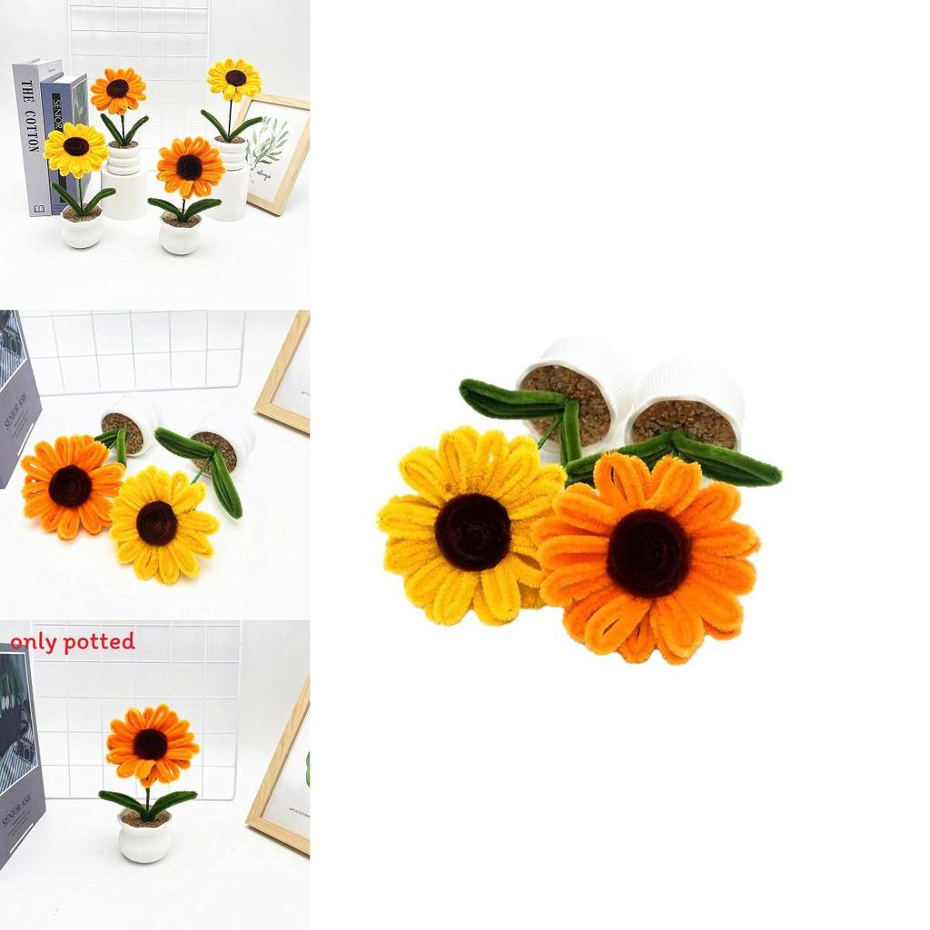 Plush Twisted Rod Sunflower Potted For Home And Outdoor Use